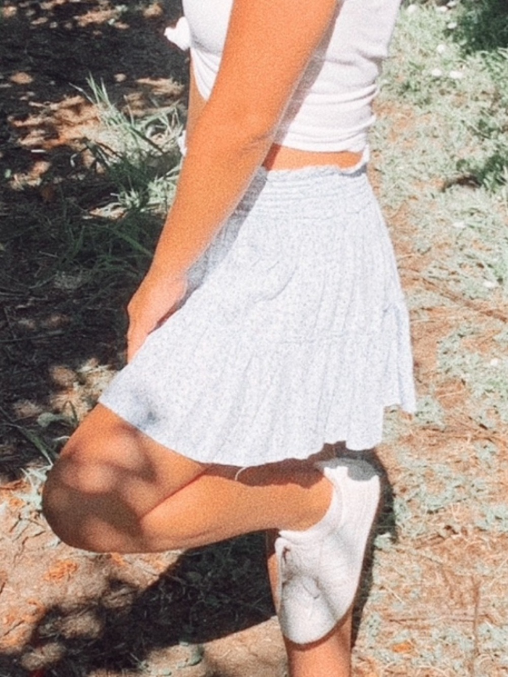wild fable White Floral Pleated Skirt & Tank Set
